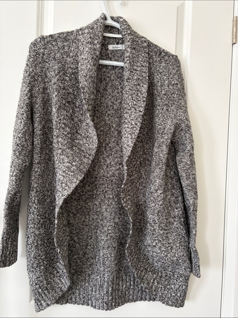 Reitmans Marled Open-Front Shawl Collar Cardigan - Gray